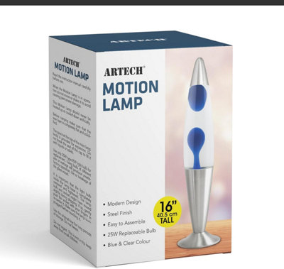 16 Inch Motion Lava Lamp Aluminium Base Relaxation Mood Light Blue Wax ...