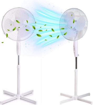 16 Inch Pedestal Fan Quiet Oscillating Standing Fan with 3 Speed ...