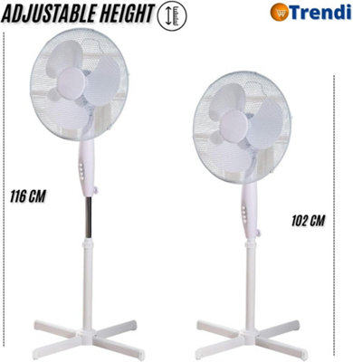 16 Inch Pedestal Fan Quiet Oscillating Standing Fan with 3 Speed ...