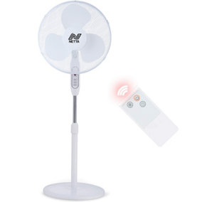 16 Inch Pedestal Fan With Remote Control Timer - White