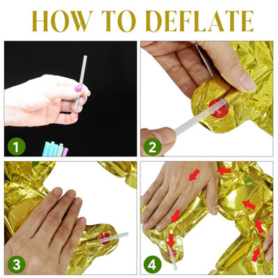 16 Inch Self-Inflating Foil Balloons 5 Number Balloons for Birthdays ...