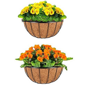16 Inch Wall Basket Planter & Coco Liner Wrought Iron Wall Mounted