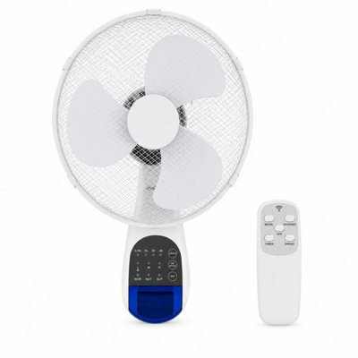 16 Inch Wall Fan Remote Control Oscillating 3 Speed 45W White