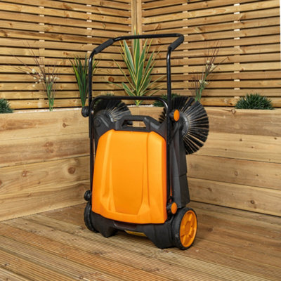 16 Litre Indoor Outdoor Twin Brush Garden Patio Floor Sweeper - 3