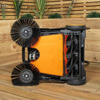 16 Litre Indoor Outdoor Twin Brush Garden Patio Floor Sweeper - 4