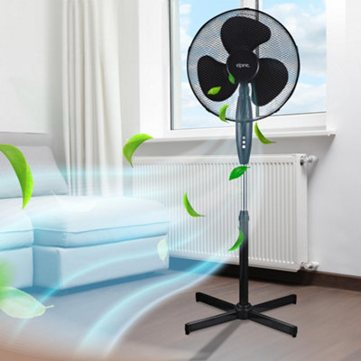 16" Oscillating Stand Fan Indoor Home Plug 3 Speed Levels Grill Summer Black