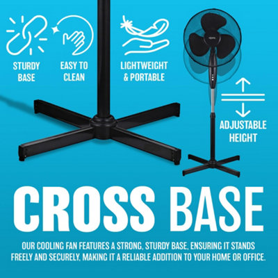 16" Oscillating Stand Fan Indoor Home Plug 3 Speed Levels Grill Summer Black - 7