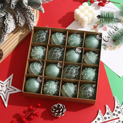 16 Pack Decorative Christmas baubles, 6 cm, green, for Christmas tree ...