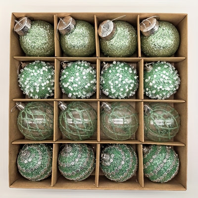 16 Pack Decorative Christmas baubles, 6 cm, green, for Christmas tree ...