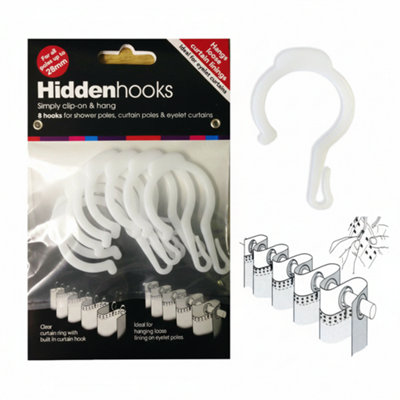 16 Pack Hidden Curtain Hooks Add Lining to Eyelet Curtains No Sewing