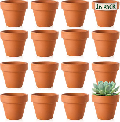 16-Pack Small Terracotta Plant Pots 5cm - Mini Clay Pots for Plants, Flowers, Candle Making, and Art Projects