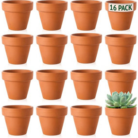 16-Pack Small Terracotta Plant Pots 5cm - Mini Clay Pots for Plants, Flowers, Candle Making, and Art Projects