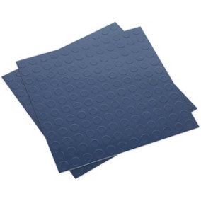 16 PACK Vinyl Floor Tile - Peel & Stick Backing - 457.2 x 457.2mm - Blue Coin