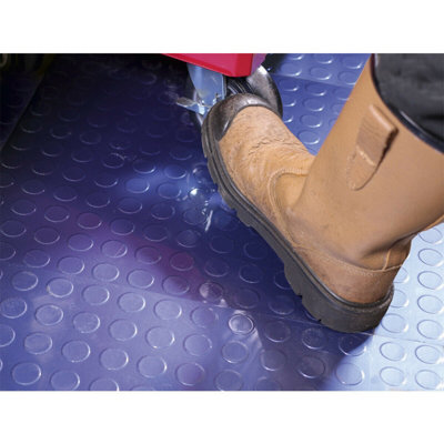 16 PACK Vinyl Floor Tile - Peel & Stick Backing - 457.2 x 457.2mm - Blue Coin - 3