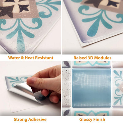 16 Pcs 15.4x15.4cm 3D Tile Stickers - 4