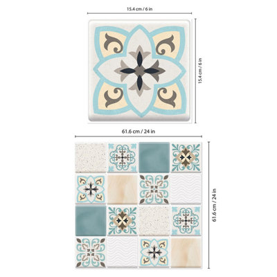 16 Pcs 15.4x15.4cm 3D Tile Stickers - 5