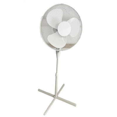 16" Pedestal Free Standing Cooling Fan Oscillating Tilting Head 3 Speed White