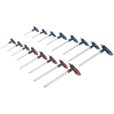 16 Piece Comfort Grip T-Handle TRX-Star and Hex Key Set - Versatile Tool Set for DIY Projects