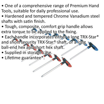 16 Piece Comfort Grip T-Handle TRX-Star and Hex Key Set - Versatile Tool Set for DIY Projects