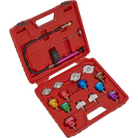 16 Piece Cooling System Pressure Test Kit - Locate System Leaks - Storage Case