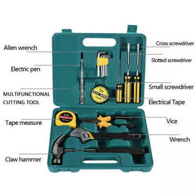 16-Piece DIY Household Tool Kit Basic Home Repair Set with Organiser Box