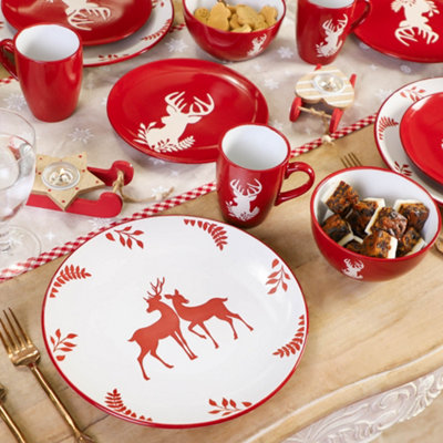 Red and white crockery set new arrivals