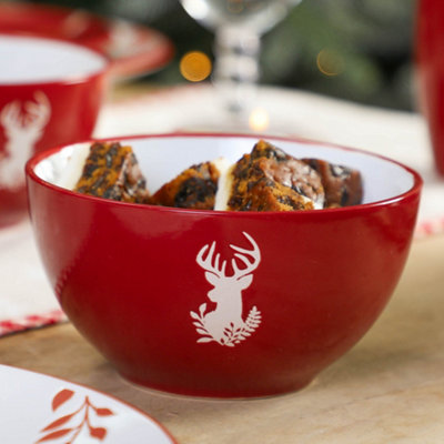 16 Piece Red Stag Stoneware Dinner Set DIY at B Q
