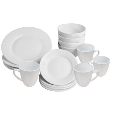 16 Piece White Porcelain Dinner Set - M&W