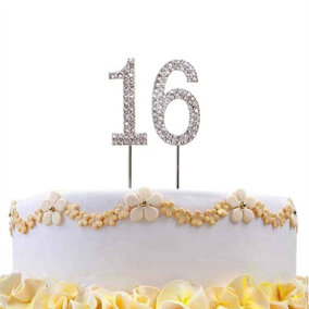 16  Silver Diamond Sparkley CakeTopper Number Year For Birthday Anniversary Party Decorations