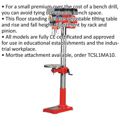 16-Speed Floor Pillar Drill - 650W Motor - 1630mm Height - Safety Release Switch