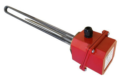 16" Titanium 2 1/4" 6kW Three Phase Industrial Immersion Heater fitted with Thermostat 32040-ZRTST