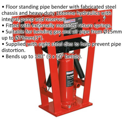 16 Tonne Hydraulic Pipe Bender - Floor Standing Steel Chassis - Gas & Air Pipes