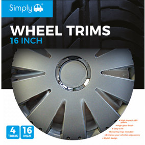 16" Vortex Wheel Trim Covers Set of 4