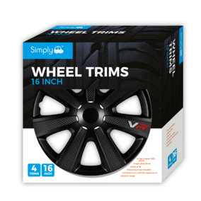 16" Wheel Trim Set "Chromia Black Carbon" set of 4 by Simply