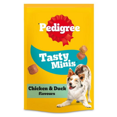 16 x 130g Pedigree Tasty Minis Dog Treats Chewy Cubes Chicken & Duck ...