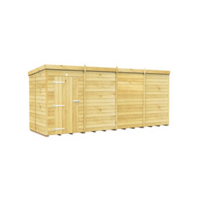 16 x 5 Feet Pent Shed - Single Door Without Windows - Wood - L147 x W474 x H201 cm