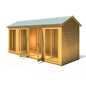 16 x 8 (4.76m x 2.39m) - Apex Wooden Summerhouse - Double Doors + Side Windows - 12mm T&G Walls - Floor - Roof