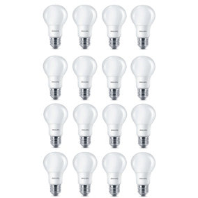 16 x Philips LED Frosted E27 Edison Screw 60w Warm White Light Bulbs Lamp 806Lm
