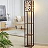 160 cm E27 Base Vines Wooden Floor Lamp Floor Light with Shelves and Foot Switch For Bedroom Living Room