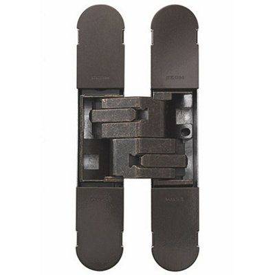 160 x 32mm Concealed Heavy Duty Hinge Fits Unrebated Doors Bronze Plated
