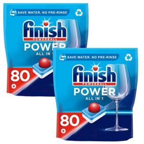 160 x Finish Powerball All In One Max Dishwasher Powerful Clean Tablets