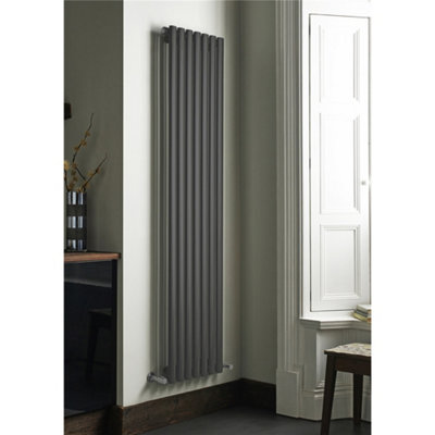 1600mm (H) x 420mm (W) - Anthracite Vertical Radiator (Paris) - SINGLE Panel - (1.6m x 0.42m) - Depth 55mm