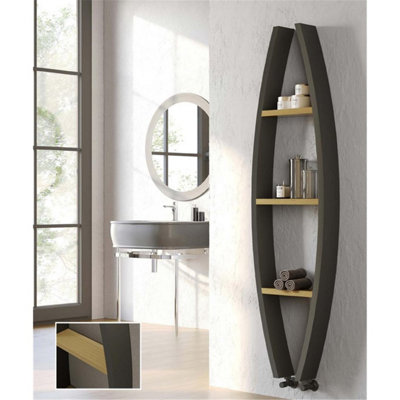 1600mm (H) x 500mm (W) - Grey Vertical Aluminum Heated Towel Rail (Kingham) - (1.60m x 0.5m) - Depth 120mm