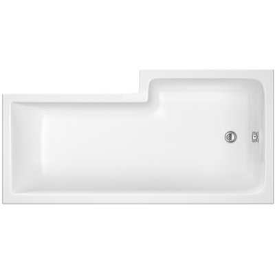 1600mm - L Shape Left Hand Contemporary Square Shower Bath Tub with Leg Set