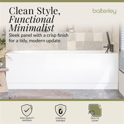 1600mm MDF Bath Front Panel & Plinth - Gloss White