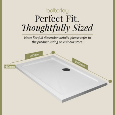 1600mm x 700mm Premium Rectangular Shower Tray - White