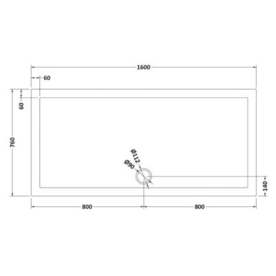 1600mm x 760mm Premium Rectangular Shower Tray - Slate Grey
