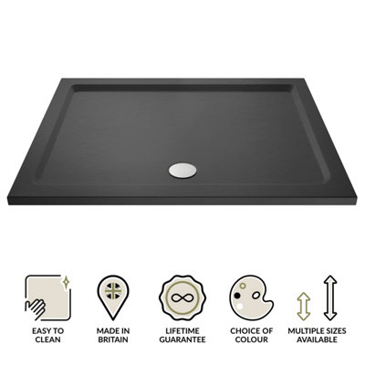 1600mm x 760mm Premium Rectangular Shower Tray - Slate Grey - 3