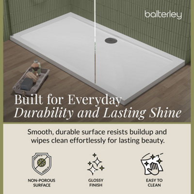 1600mm x 760mm Premium Rectangular Shower Tray - White