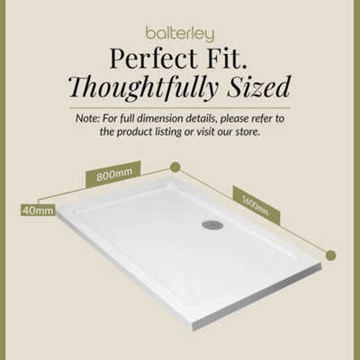 1600mm x 800mm Premium Rectangular Shower Tray - White - 3